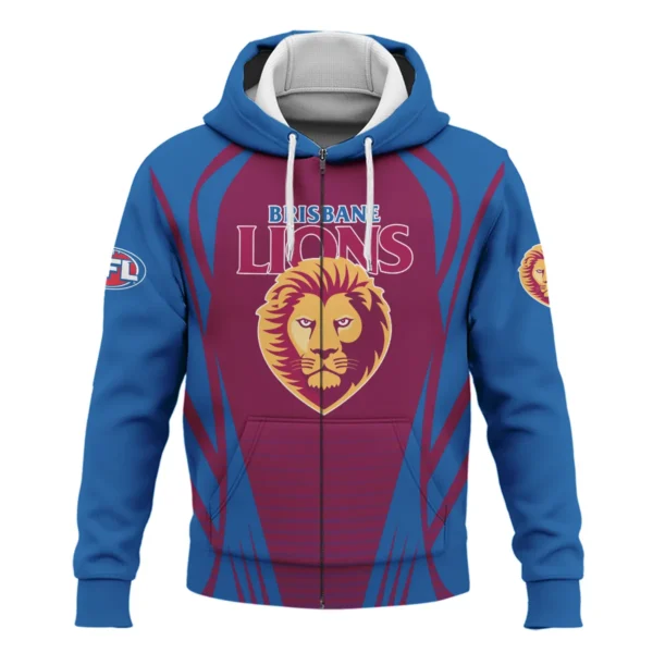 Brisbane Lions AFL Exclusive Logo Zipper Hoodie QTVA280625AFL05BL-ZHD - Image 2