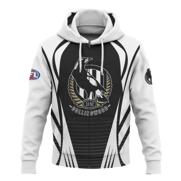 Collingwood Magpies AFL Exclusive Logo Zipper Hoodie QTVA280625AFL05COLL-ZHD - Image 2