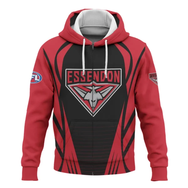 Essendon Bombers AFL Exclusive Logo Zipper Hoodie QTVA280625AFL05ESS-ZHD - Image 2
