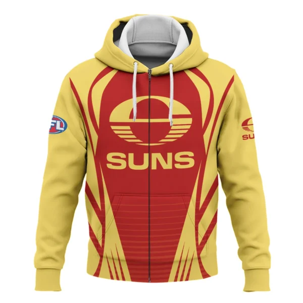 Gold Coast SUNS AFL Exclusive Logo Zipper Hoodie QTVA280625AFL05GCFC-ZHD - Image 2