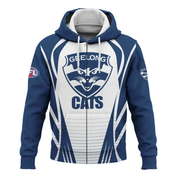Geelong Cats AFL Exclusive Logo Zipper Hoodie QTVA280625AFL05GEEL-ZHD - Image 2