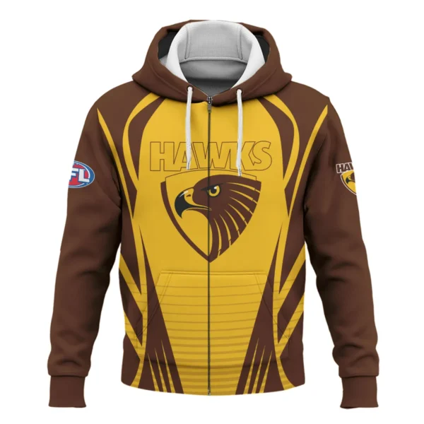 Hawthorn Hawks AFL Exclusive Logo Zipper Hoodie QTVA280625AFL05HAW-ZHD - Image 2