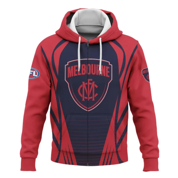 Melbourne Demons AFL Exclusive Logo Zipper Hoodie QTVA280625AFL05MELB-ZHD - Image 2
