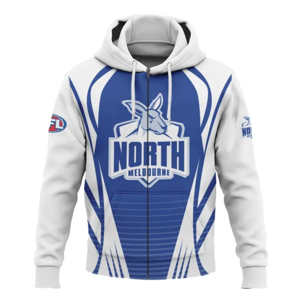 North Melbourne Kangaroos AFL Exclusive Logo Zipper Hoodie QTVA280625AFL05NMFC-ZHD - Image 2
