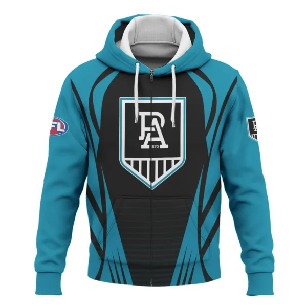 Port Adelaide Power AFL Exclusive Logo Zipper Hoodie QTVA280625AFL05PORT-ZHD - Image 2