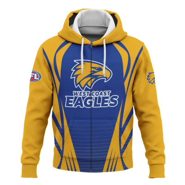 West Coast Eagles AFL Exclusive Logo Zipper Hoodie QTVA280625AFL05WCE-ZHD - Image 2