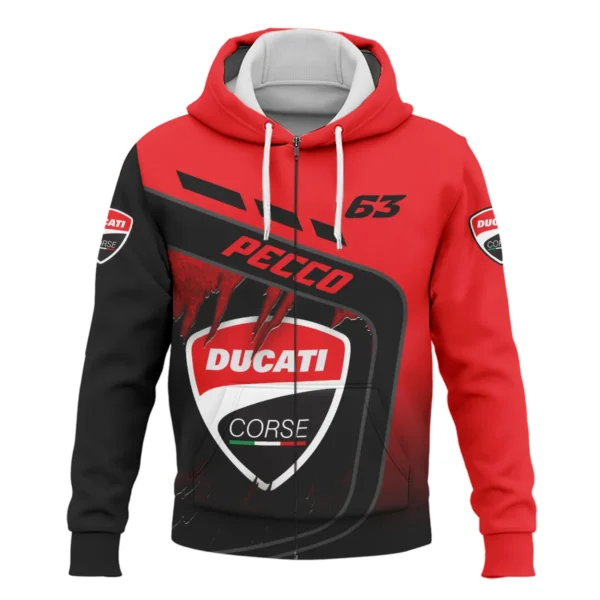 Francesco Bagnaia Ducati Lenovo Team  Exclusive Logo Zipper Hoodie QTVAGP060625A7DUC-ZHD - Image 2