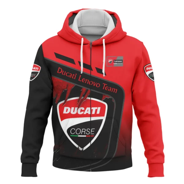 Ducati Lenovo Team Exclusive Logo Zipper Hoodie QTVAGP060625A8DUC-ZHD - Image 2