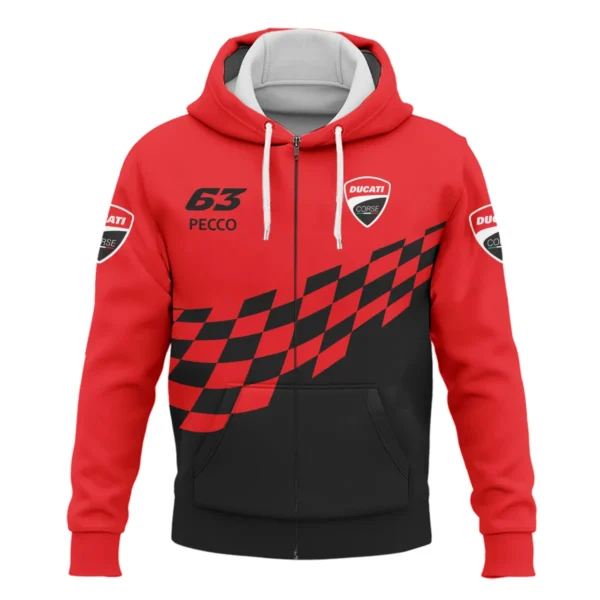 Francesco Bagnaia Ducati Lenovo Team  Exclusive Logo Zipper Hoodie QTVAGP100625A9DUC-ZHD - Image 2