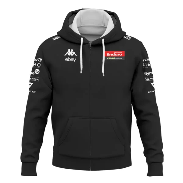 VR46 Racing Team Exclusive Logo Zipper Hoodie QTVAGP120625A15VR46-ZHD - Image 2