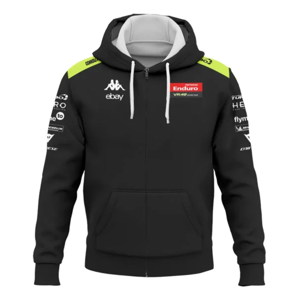 VR46 Racing Team Exclusive Logo Zipper Hoodie QTVAGP120625A16VR46-ZHD - Image 2
