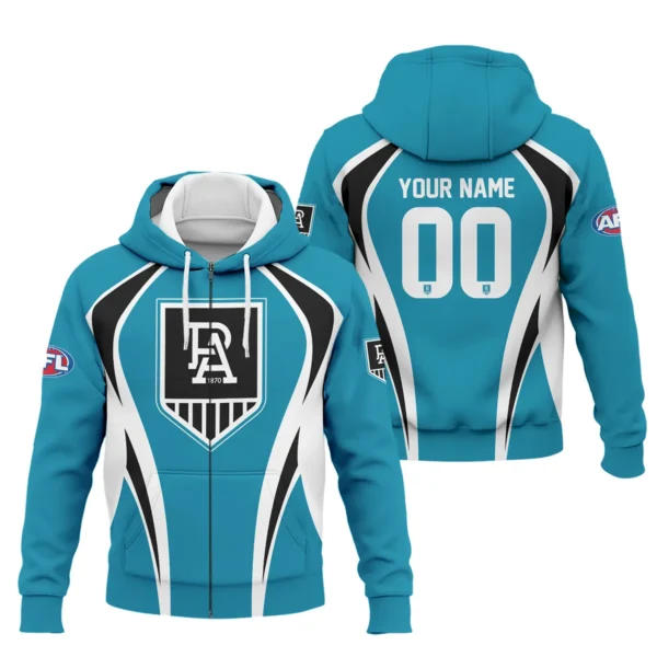 Port Adelaide Power AFL Exclusive Logo Zipper Hoodie QTVA250625AFL03PORT-ZHD