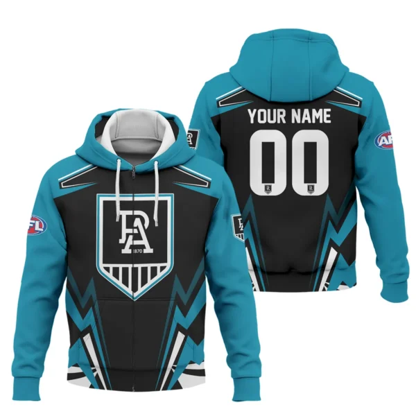 Port Adelaide Power AFL Exclusive Logo Zipper Hoodie QTVA270625AFL04PORT-ZHD
