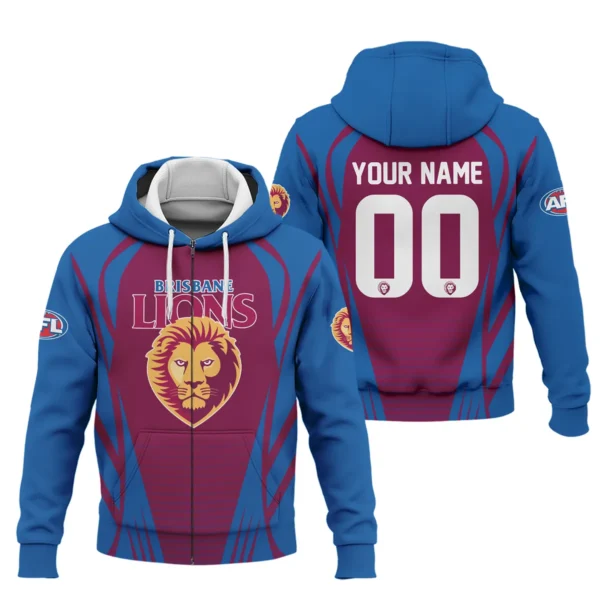 Brisbane Lions AFL Exclusive Logo Zipper Hoodie QTVA280625AFL05BL-ZHD