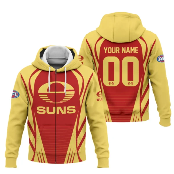 Gold Coast SUNS AFL Exclusive Logo Zipper Hoodie QTVA280625AFL05GCFC-ZHD