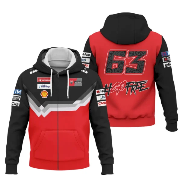 Francesco Bagnaia Ducati Lenovo Team  Exclusive Logo Zipper Hoodie QTVAGP110625A13DUC-ZHD