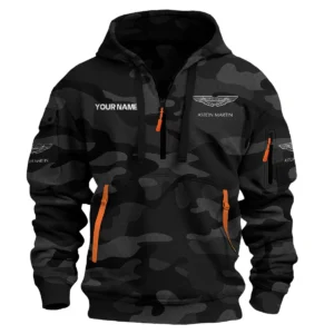 Aston Martin Exclusive Logo Hoodie Half Zipper Car QTCAR180605A1AMR - Black