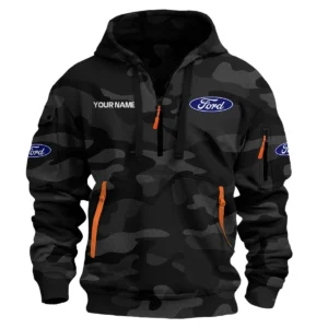 Ford Exclusive Logo Hoodie Half Zipper Car QTCAR180605A1FOR - Black