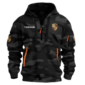 Porsche Exclusive Logo Hoodie Half Zipper Car QTCAR180605A1POR - Black