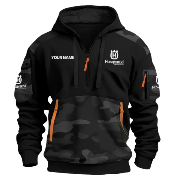 Husqvarna Motorcycles  Exclusive Logo Hoodie Half Zipper QTMT160525A2HUS - Black