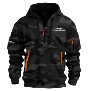 Jeep Wrangler Exclusive Logo Hoodie Half Zipper QTUT160525A1JWR - Black