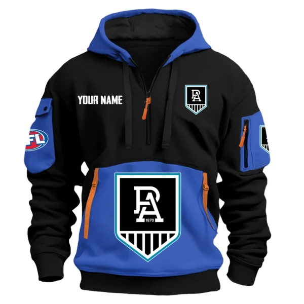 Port Adelaide Power Australian Football League Exclusive Logo Hoodie Half Zipper HOAFL0090525A01PORT - Blue