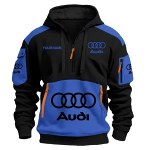 Audi Car Exclusive Logo Hoodie Half Zipper QTCAR180605A2AUD - Blue