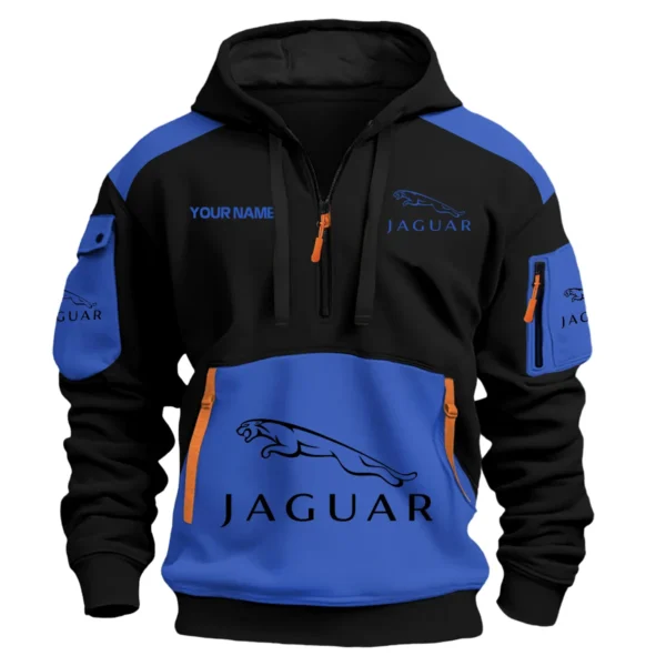 Jaguar Car Exclusive Logo Hoodie Half Zipper QTCAR180605A2JAG - Blue