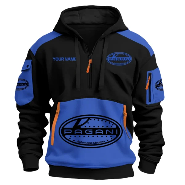 Pagani Car Exclusive Logo Hoodie Half Zipper QTCAR180605A2PAG - Blue