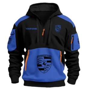 Porsche Car Exclusive Logo Hoodie Half Zipper QTCAR180605A2POR - Blue