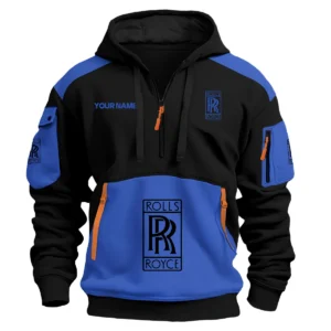 Rolls-Royce Car Exclusive Logo Hoodie Half Zipper QTCAR180605A2ROL - Blue
