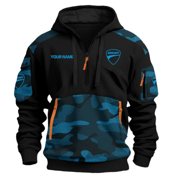 Ducati Motorcycles  Exclusive Logo Hoodie Half Zipper QTMT160525A2DUC - Blue