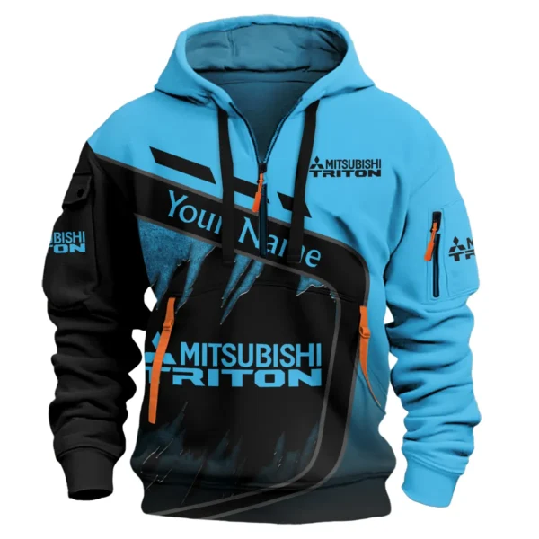 Mitsubishi Triton Ute Exclusive Logo Hoodie Half Zipper QTVA170625UTE01MT - Blue