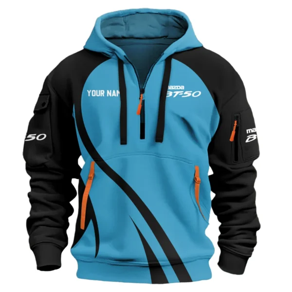 Mazda BT-50 Ute Exclusive Logo Hoodie Half Zipper QTVA210625UTE04MBT - Blue - Image 2