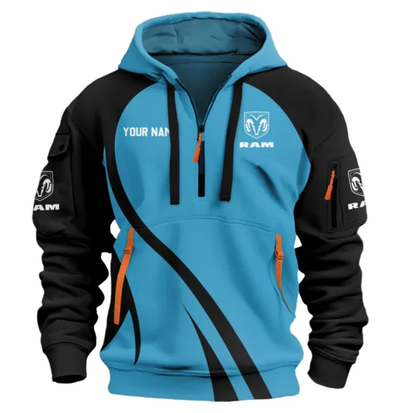 RAM Trucks Ute Exclusive Logo Hoodie Half Zipper QTVA210625UTE04RAM - Blue - Image 2