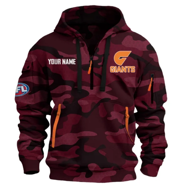 GWS Giants Australian Football League Exclusive Logo Hoodie Half Zipper HOAFL080525A01GWS - Burgundy