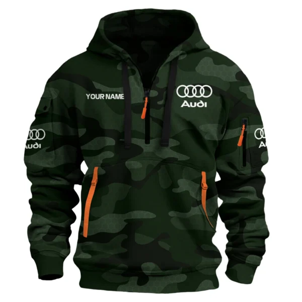 Audi Exclusive Logo Hoodie Half Zipper Car QTCAR180605A1AUD - Dark Green