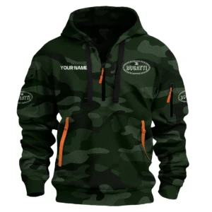 Bugatti Exclusive Logo Hoodie Half Zipper Car QTCAR180605A1BUG - Dark Green