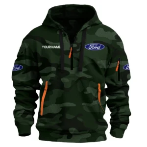 Ford Exclusive Logo Hoodie Half Zipper Car QTCAR180605A1FOR - Dark Green