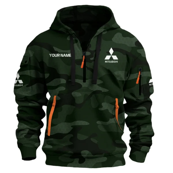 Mitsubishi Exclusive Logo Hoodie Half Zipper Car QTCAR180605A1MIT - Dark Green