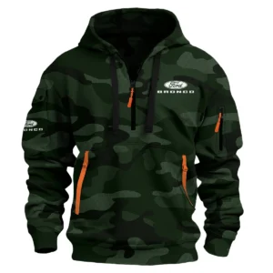 Ford Bronco Exclusive Logo Hoodie Half Zipper QTUT160525A1FBR - Dark Green
