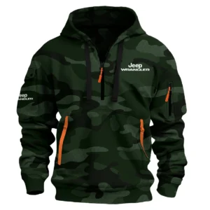 Jeep Wrangler Exclusive Logo Hoodie Half Zipper QTUT160525A1JWR - Dark Green