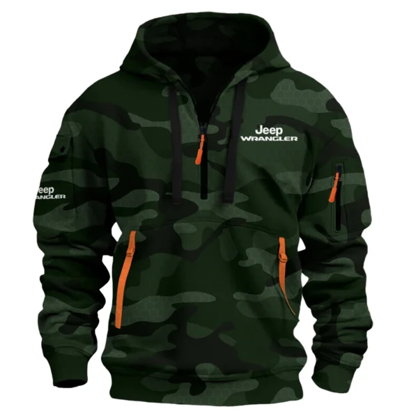 Jeep Wrangler Exclusive Logo Hoodie Half Zipper QTUT160525A1JWR - Dark Green
