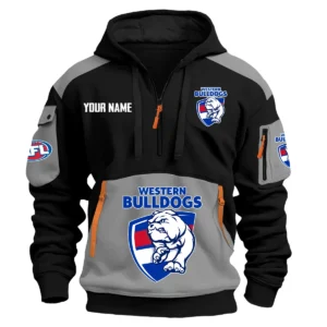 Western Bulldogs Australian Football League Exclusive Logo Hoodie Half Zipper HOAFL190525A01WB - Gray