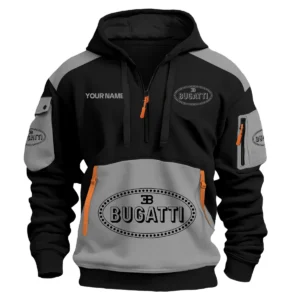 Bugatti Car Exclusive Logo Hoodie Half Zipper QTCAR180605A2BUG - Gray