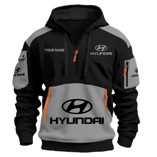 Hyundai Car Exclusive Logo Hoodie Half Zipper QTCAR180605A2HYU - Gray