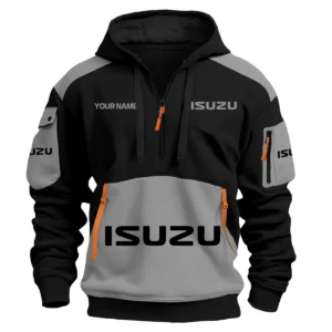 Isuzu Car Exclusive Logo Hoodie Half Zipper QTCAR180605A2ISU - Gray