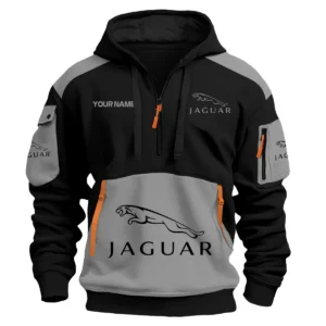 Jaguar Car Exclusive Logo Hoodie Half Zipper QTCAR180605A2JAG - Gray