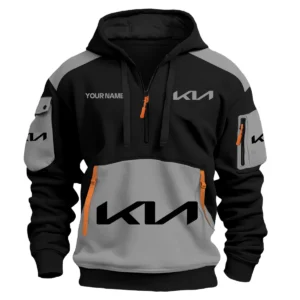 Kia Car Exclusive Logo Hoodie Half Zipper QTCAR180605A2KIA - Gray