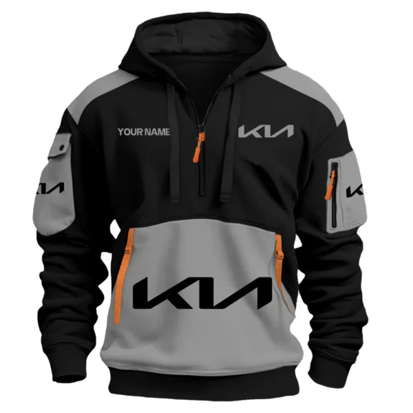 Kia Car Exclusive Logo Hoodie Half Zipper QTCAR180605A2KIA - Gray